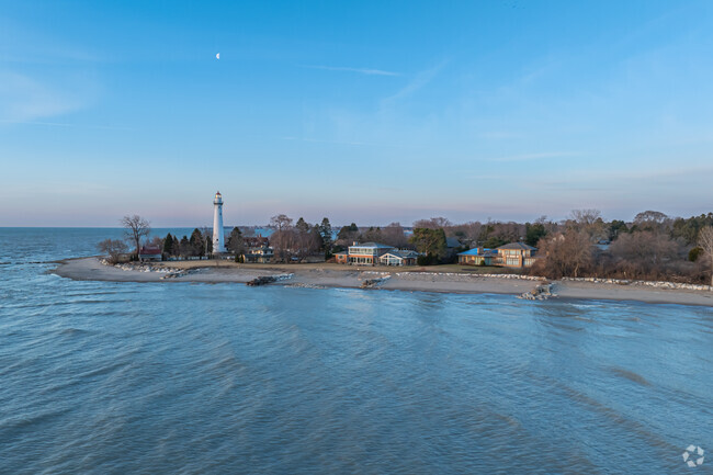 The Windpoint Lighthouse stands at the north end of Racine Harbor near the Lower First Ward.