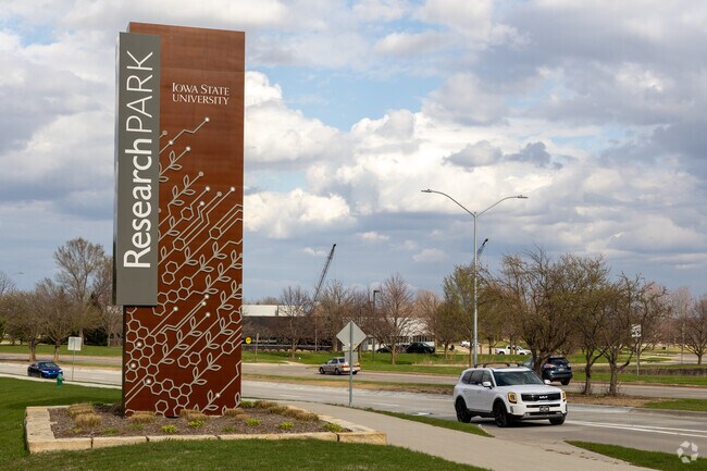 Timberland Road immediately borders the Iowa State Research Park, home of many of Ames' high tech jobs.