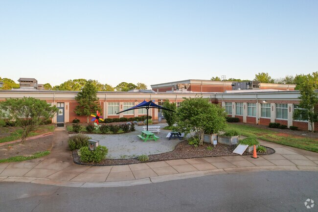 The courtyard of Croft Community School in Davis Lake.