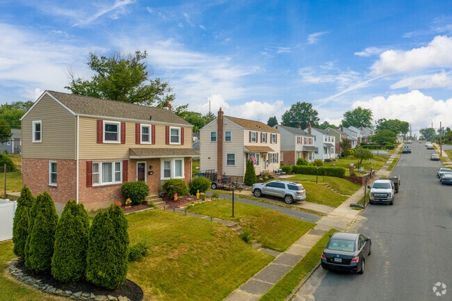 A look down a row of Colonial homes in Aston Township.
