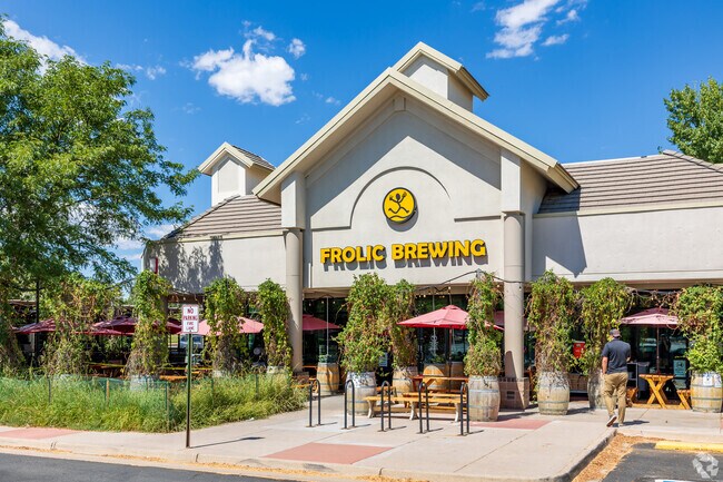 Enjoy a beer outside at Frolic Brewing near Willow Run.