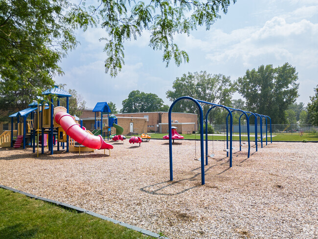 The playground is bright and inviting to kids in William C Keane Elementary School.
