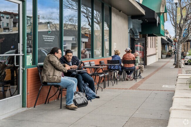A Starbucks in San Carlos is popular near Beverly Terrace.