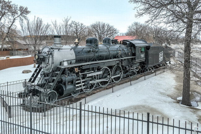 The Soo Line historic steam train is on display near the state fair grounds.