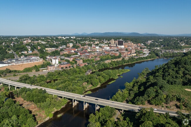 The Central Business District of Lynchburg sits right along the James River.