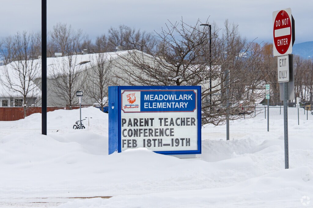 The marquee outside Meadowlark Elementary School informs parents of events.
