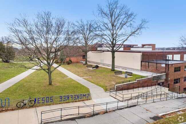 Students enjoy walking campus at Lincoln High School in Yonkers.