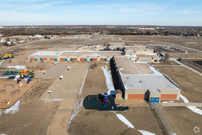 There is an aerial view of Jackson Elementary School.