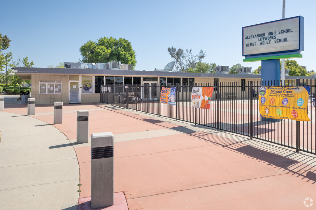 Students Can Read Announcements on the Entrance Sign of Alessandro High School in Hemet