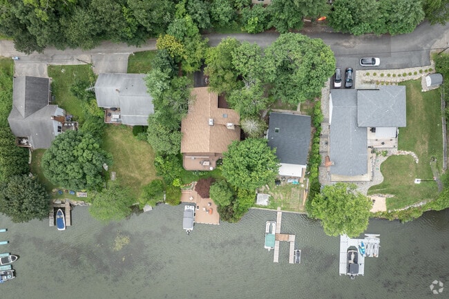 Houses come up to the water's edge at West Milford's Greenwood Lake.