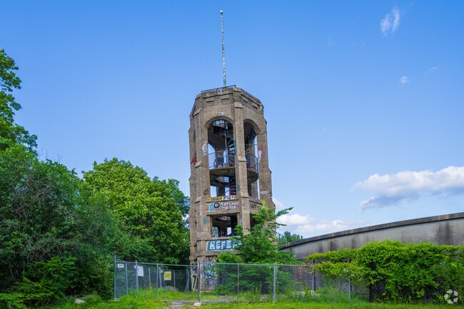 Residents can hike up to the historic Bear Hill Tower while exploring the Middlesex Fells trails.