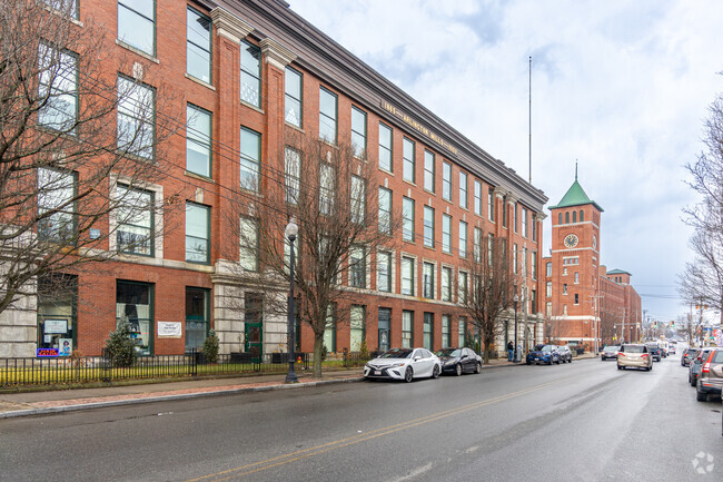 The block of Broadway Ave with the Rise Academy in Lawrence, MA.