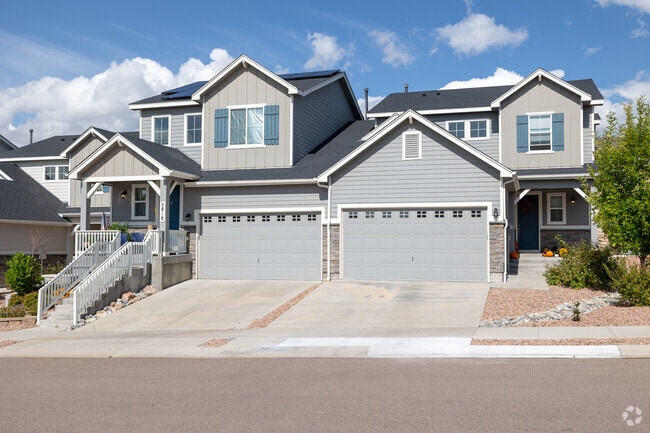 Duplexes with two car garages can be found in the Rockrimmon neighborhood.