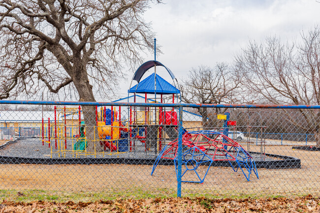 East Side Elementary School offers playground for children.