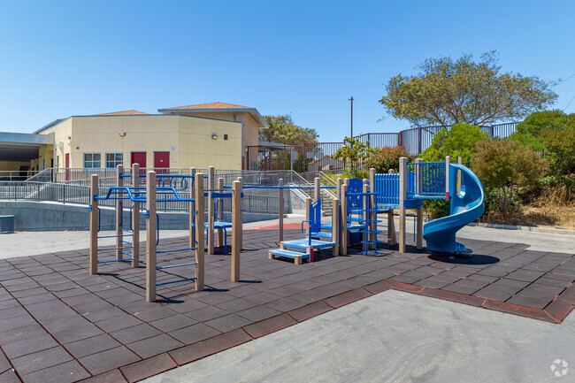 Fay Elementary School's expansive playground features plenty to entertain.
