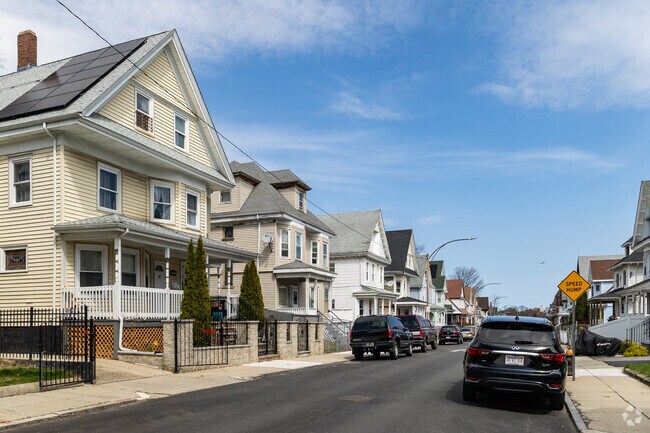 Multifamily and single family homes mingle along the streets of Fields Corner West.