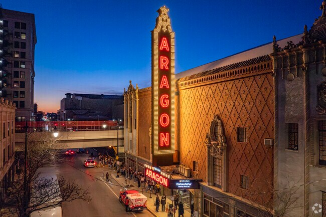 Fans line the block outside Sheridan Parks Byline Bank Aragon Ballroom for an evening concert.