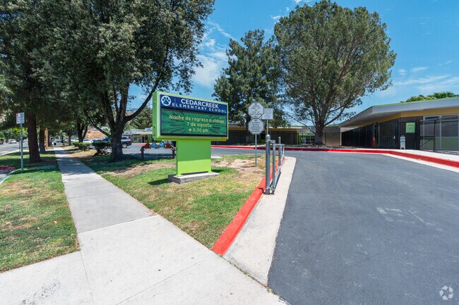 The sign at Cedarcreek Elementary School in Canyon Country displays important school events.