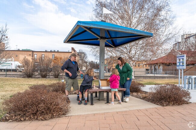 Peace Park is a great place for families to hang out and enjoy donuts at the picnic table.