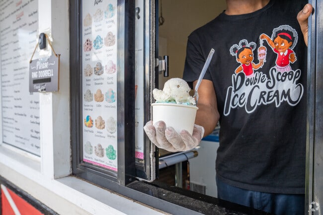 Locally owned and operated Double Scoop Ice Cream offers a number of flavors and toppings.