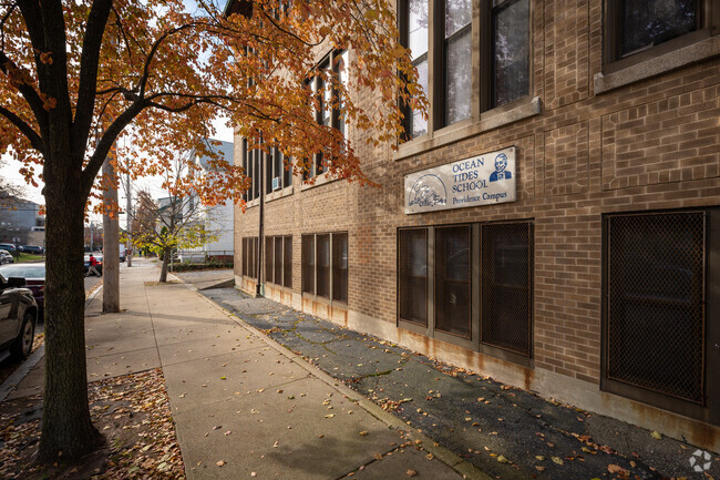 A closer look of Ocean Tides Elementary School sign in East Providence.