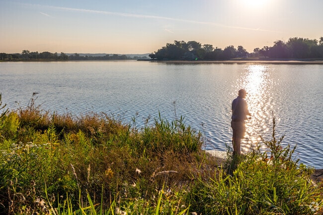 Fishermen and water recreators enjoy access to Carter Lake to the east of Bedford Place.