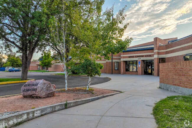A welcoming entrance is seen at Heritage Elementary School in Heritage.