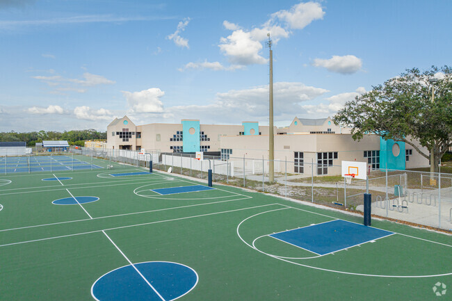 Carlos E. Haile Middle School has multiple tennis and basketball courts available to students.