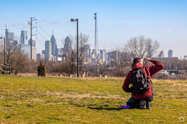 Take in the sights of the skyline in Southwest Schuylkill from Bartram's Garden.