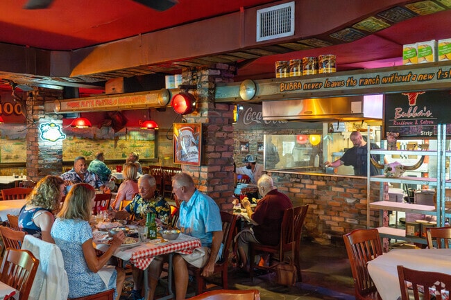 Bubba's Roadhouse & Saloon is well known for their BBQ and seafood dishes.