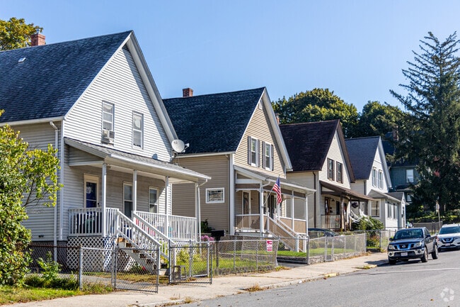 A row of traditional homes in the Brittan Square neighborhood.