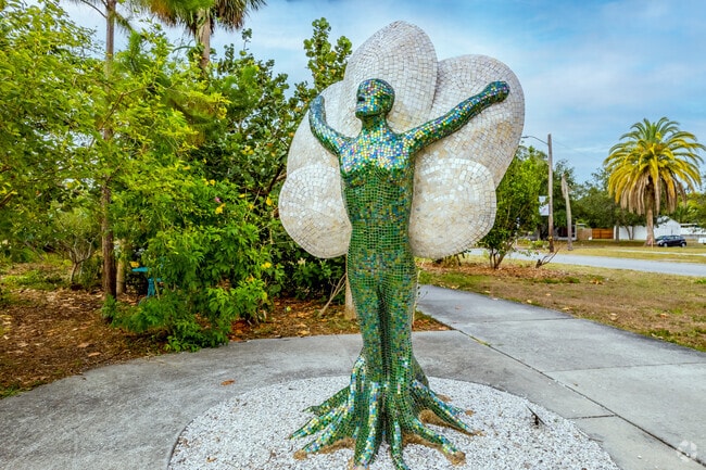 Stroll through the artwork garden park filled with many unique pieces.