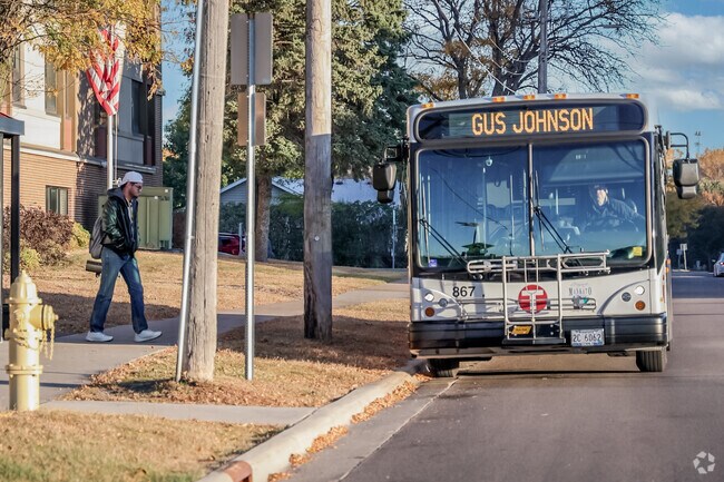 Mankato Transit System has service bus stops along Lime Street and Adams Street.
