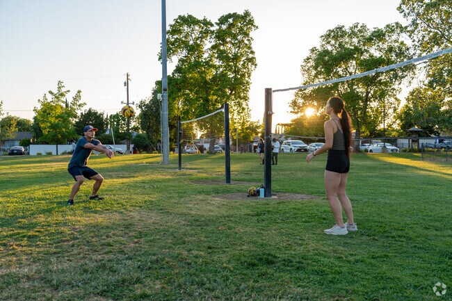 There are two volleyball nets available to residents at George Sim Park.