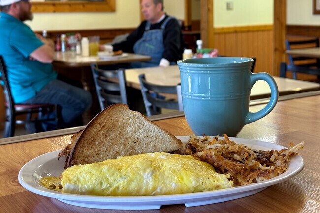 The menu at Copper Kettle offers customers in Charlestown breakfast all day.