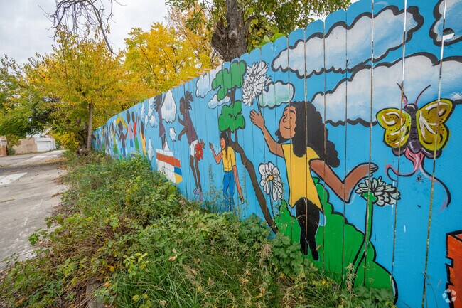 Check out the artwork at Umoja Village near Littlefield Community.