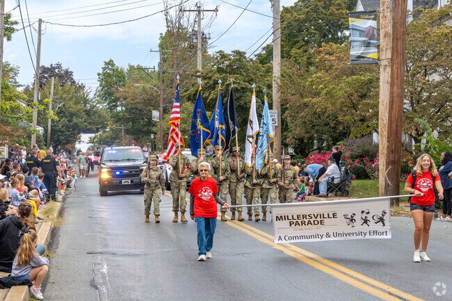 Crowds line the streets for the annual Millersville Parade near Quaker Hills.