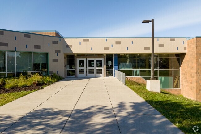 The main entrance of Bellevue Elementary School is in the Southside neighborhood.