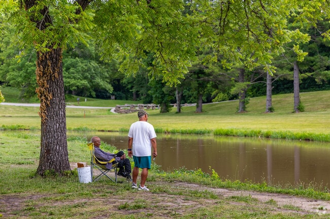 Locals fish at Wyandotte County Park, a popular retreat near I-435 West in Kansas City.
