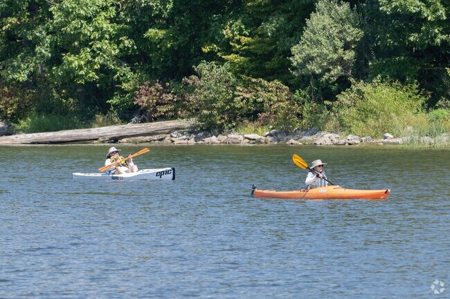 Kayakers enjoy the calm waters of Glendale Lake at Prince Gallitzin State Park near Altoona.