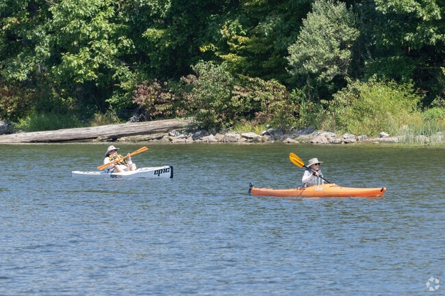 Kayakers enjoy the calm waters of Glendale Lake at Prince Gallitzin State Park near Altoona.