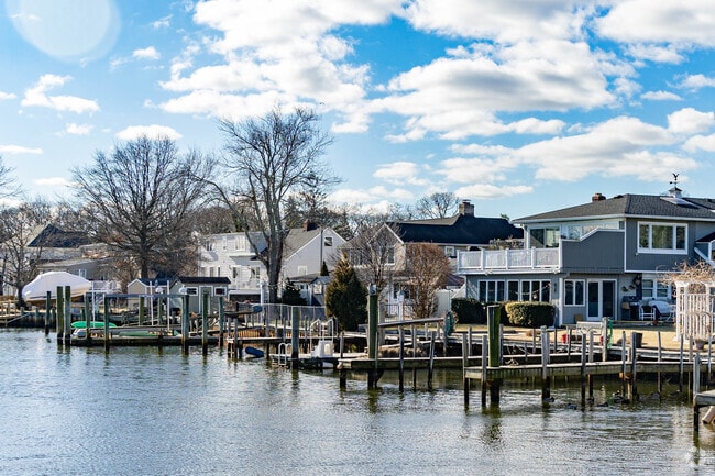 Many residents homes along the water have private docks for their boats in East Massapequa.