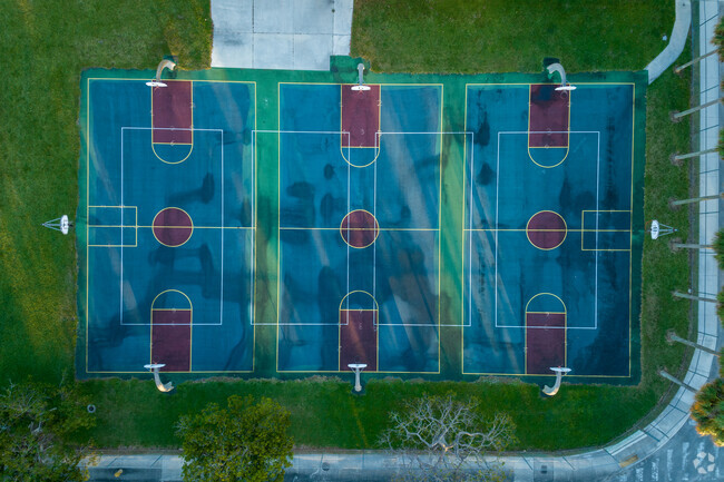 90 degree look down at the basketball courts in Dante Fascell Elementary School in Miami, FL.