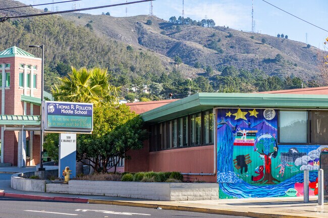 Thomas R. Pollicita Middle has a colorful street mural.