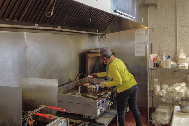 Langston Clubhouse Grill, located on the Golf Course, has fried fish and chicken wings.