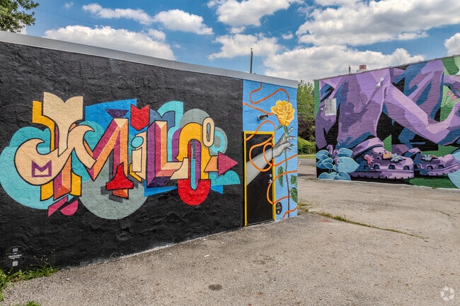 Brightly colored murals are well known around Milo-Grogan.