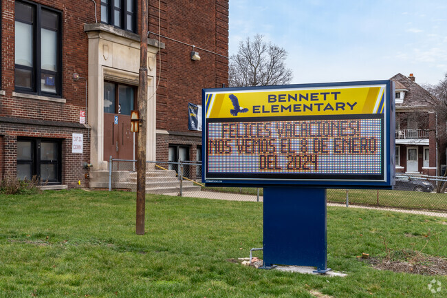 Bennett Elementary School, signage.