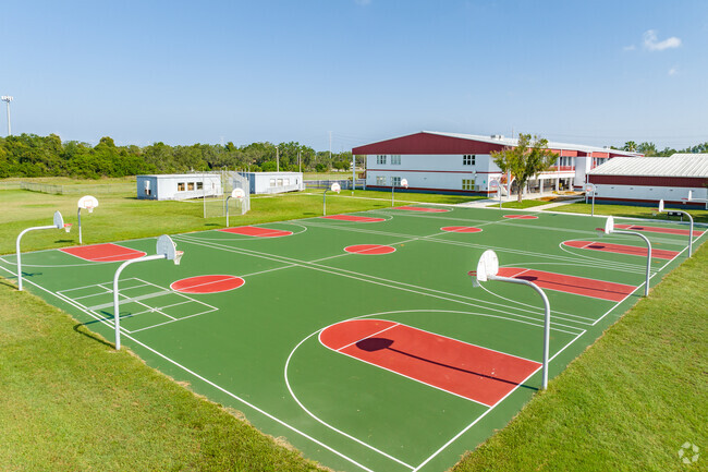 Kids get plenty of outdoor exercise on the sports courts at Chasco Middle school.