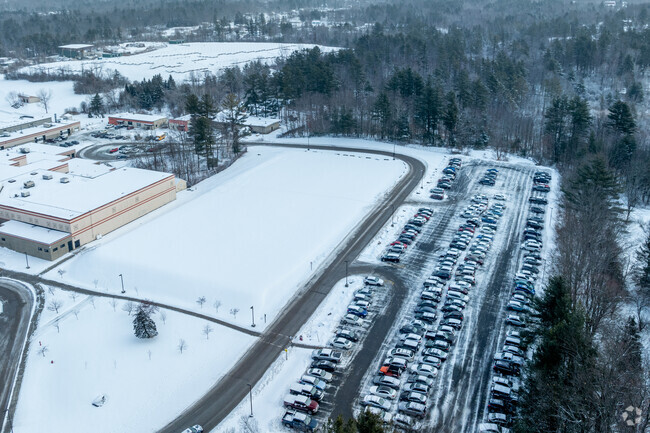 An overview of the student parking area at the Rutland High School in Rutland, VT.