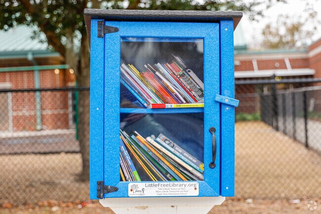 Grab a book to read from the Eagle Nest Elementary School little library.